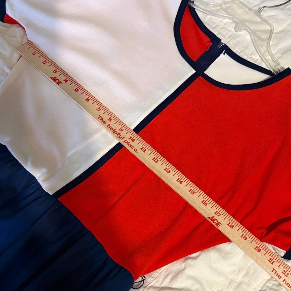 VTG Toni Todd Elegant Colorblock Dress - Red, White, and Blue - Picture 4 of 7